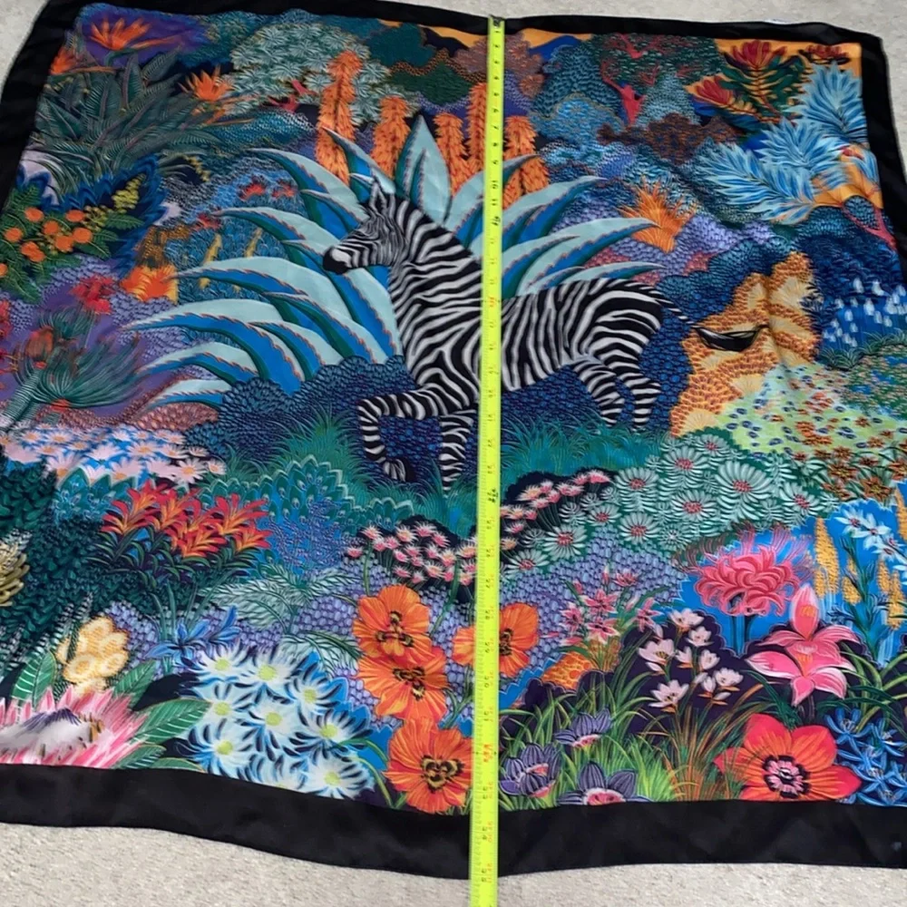 LULLA Collection Vibrant Poly Silk Zebra Floral Print Scarf colorful‎